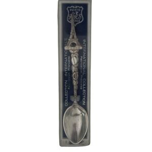 Eiffel Tower Souvenir Spoon from Paris, France. Decorative Silver-Tone